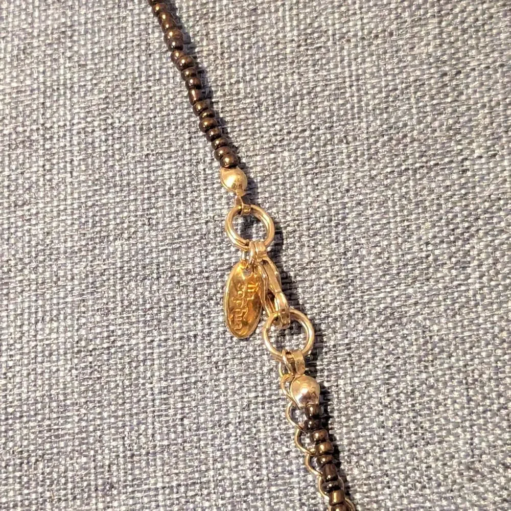 Lia Sophia Bohemian Long Seed Bead Natural Jasper Stone Turquoise Necklace